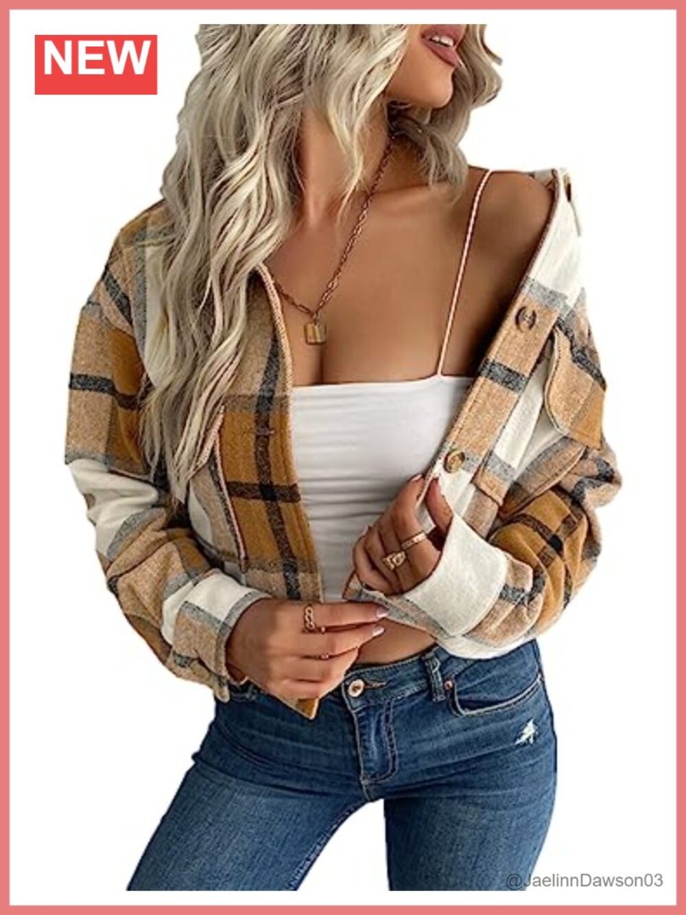 Cropped Plaid Flannel Shacket Button Up Lightweight Fall Jacket